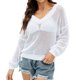 thumbnail image 1 of Gibobby Suéter de Mujer Solid Top Knit Out Sweater Color Wool V Neck Summer Sexy Hollow Women's Pullover Sweater (Blanco, S), 1 of 5