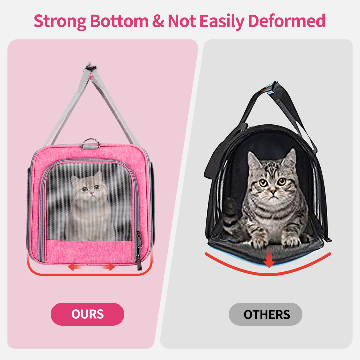 Cshidworld Collapsible Airline Approved Cat Carrier, Pink photo 2