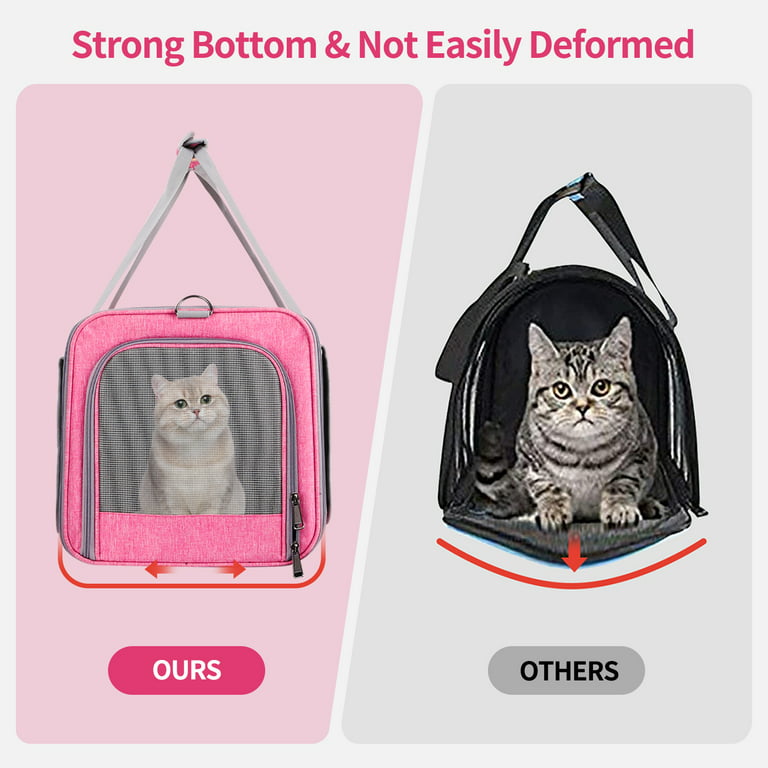 Cshidworld Cat Carrier Airline Approved, Pet Carriers for Cats with Water  Bowl/Front Pocket/Adjustable Shoulder Strap, Collapsible Pet Carrier for  Small Medium Cat Dogs up to 20lbs, Pink 