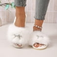 thumbnail image 5 of uublik Women's Fuzzy Slippers Cute Bow House Slippers for Women Soft Cozy Indoor Outdoor Lightweight House Shoes, White, 5 of 7