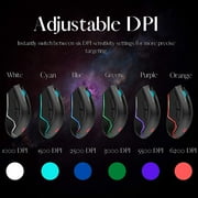 HP Wired Gaming Mouse LED RGB Backlit Adjustable 6200 DPI Ergonomic USB Mice for Gamers G360