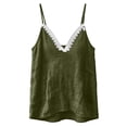 thumbnail image 5 of Hueook Linen Tank Tops Woman Plus Size Flowy Fashion Lace V-Neck Sleeveless Spaghetti Strap Cami Bandage Top Camisoles Army Green L, 5 of 9