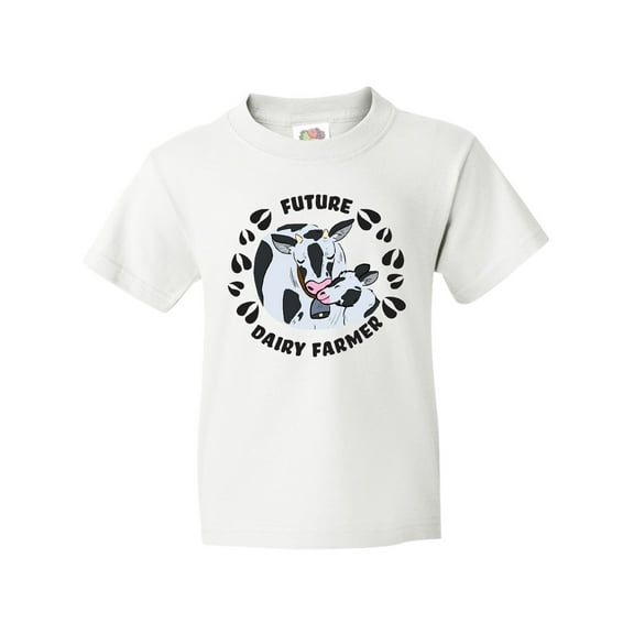 Inktastic Future Dairy Farmer with cute Black and White Holstein Cows Youth T-Shirt