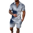 thumbnail image 1 of Conjunto de 2 piezas Cagnkofi para hombre, conjunto informal de verano con camisa y pantalones cortos de manga corta con cremallera, conjunto de chándal para vacaciones casuales en la playa, 1 of 4