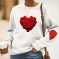 thumbnail image 3 of Felirenzacia Big and Tall Women’s Valentine Pullover Sweet Heart Design Cozy Casual Everyday Top, White,S, 3 of 5