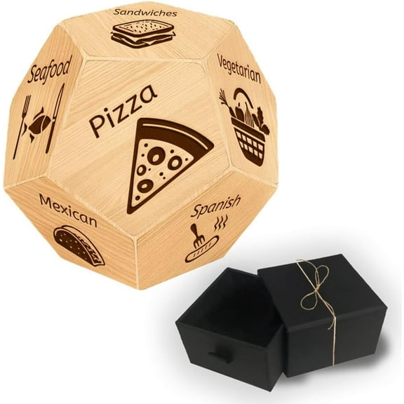 Food Decision Dice Various Cuisines Wooden Decision Sieve with Velvet Packing Pouches Date Night Dice Gifts for Him Her Dinner Decider Dices for Women Men Girlfriend Boyfriend Couple