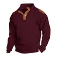 thumbnail image 2 of Npasoilc Button Sweatshirt For Men Long Sleeve Pullover Sweatshirt Lightweight Hiking Jackets Casaul Stand Collar Sweatshirts Fall Tops Outdoor Warm Sweatshirts, 2 of 6
