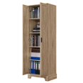 thumbnail image 1 of Brown 71.2″ Tall Storage Cabinet with Two Doors – Adjustable Shelf, Metal Handles for Bathroom or Office, 1 of 20