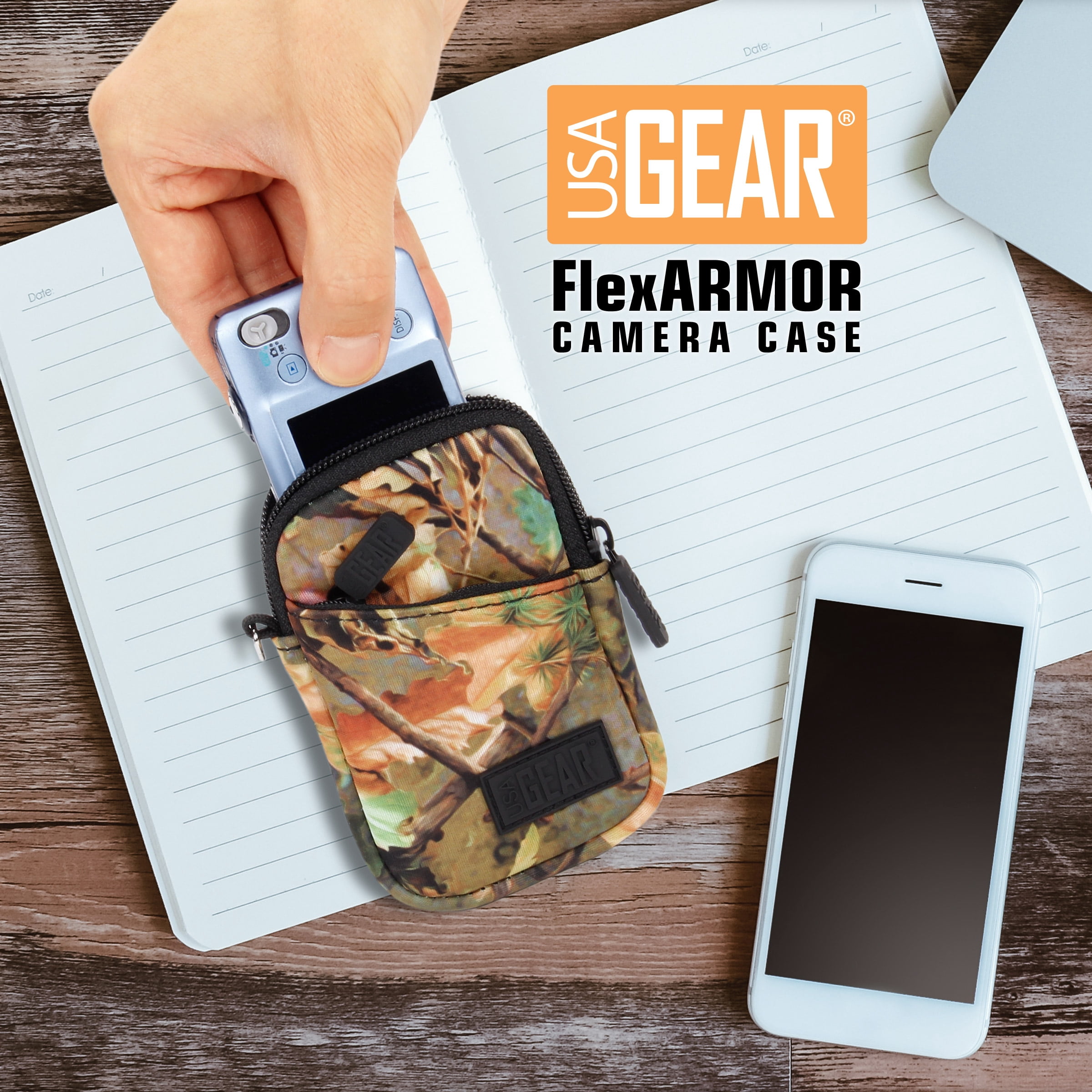 USA Gear Compact Camera Case Bag, Camo Woods