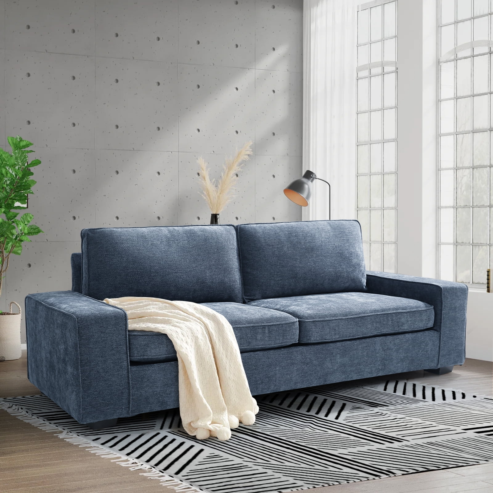 COHOME 3-Seater Modern Sofas Couches for Living Room Furniture with  Armrests, Removable Low-Back Sofa Cushion and Detachable Sofa Cover, Dark  Grey