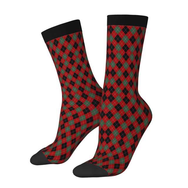 Fotbe Argyle Plaid Calcetas Largas con Estampado para Hombre y Mujer – Calcetas de Compresión Transpirables y Elásticas, Viajar y Uso Diario Talla 5-11