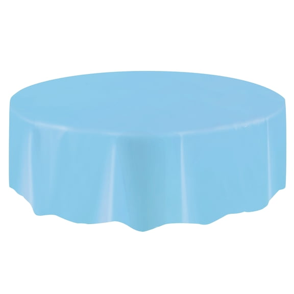 1CT 84IN Light Blue Round Plastic Table Cover by Way To Celebrate