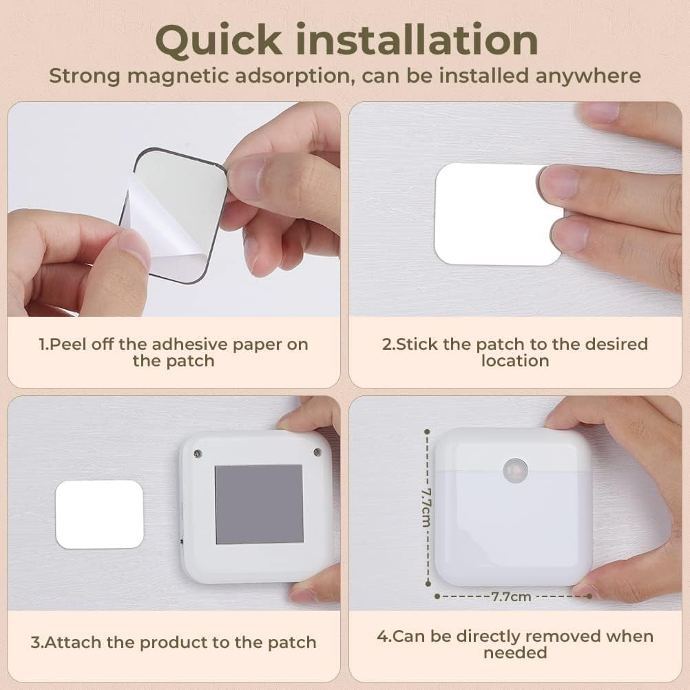 LED Night Light, Indoor Motion Sensor Lamp, Automatic Night Light with Magnetic Attachment, Children's Night Light for Baby Room, Kitchen, Hallway, Staircase, Living Room (Set of 2)