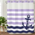 thumbnail image 3 of Anchor Purple No Hook Shower Curtain Waterproof,Bathroom Curtains with Snap in Liners and See Through Top Window,Modern Navy Blue White Striped Nautical Hotel Style Bathtub Curtains Shower 72"Wx78"L, 3 of 8