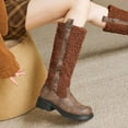 thumbnail image 6 of Mostsola Knee High Boots Women Warm Plush Fashion Mid Calf Boots Vintage Round Toe Dress Boot, 6 of 8