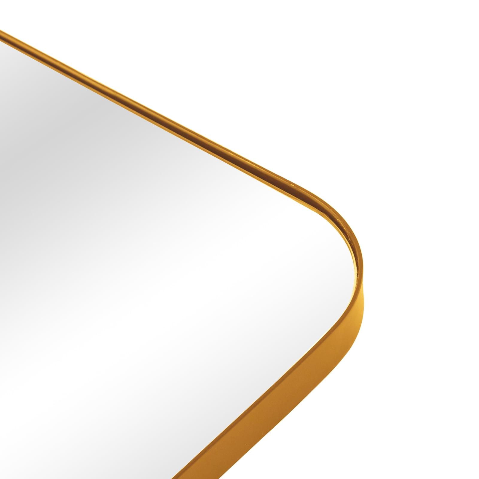 MAYEERTY Gold Metal Round Corner Rectangular Wall Mirror Iron Frame Decorative Hanging Mirror