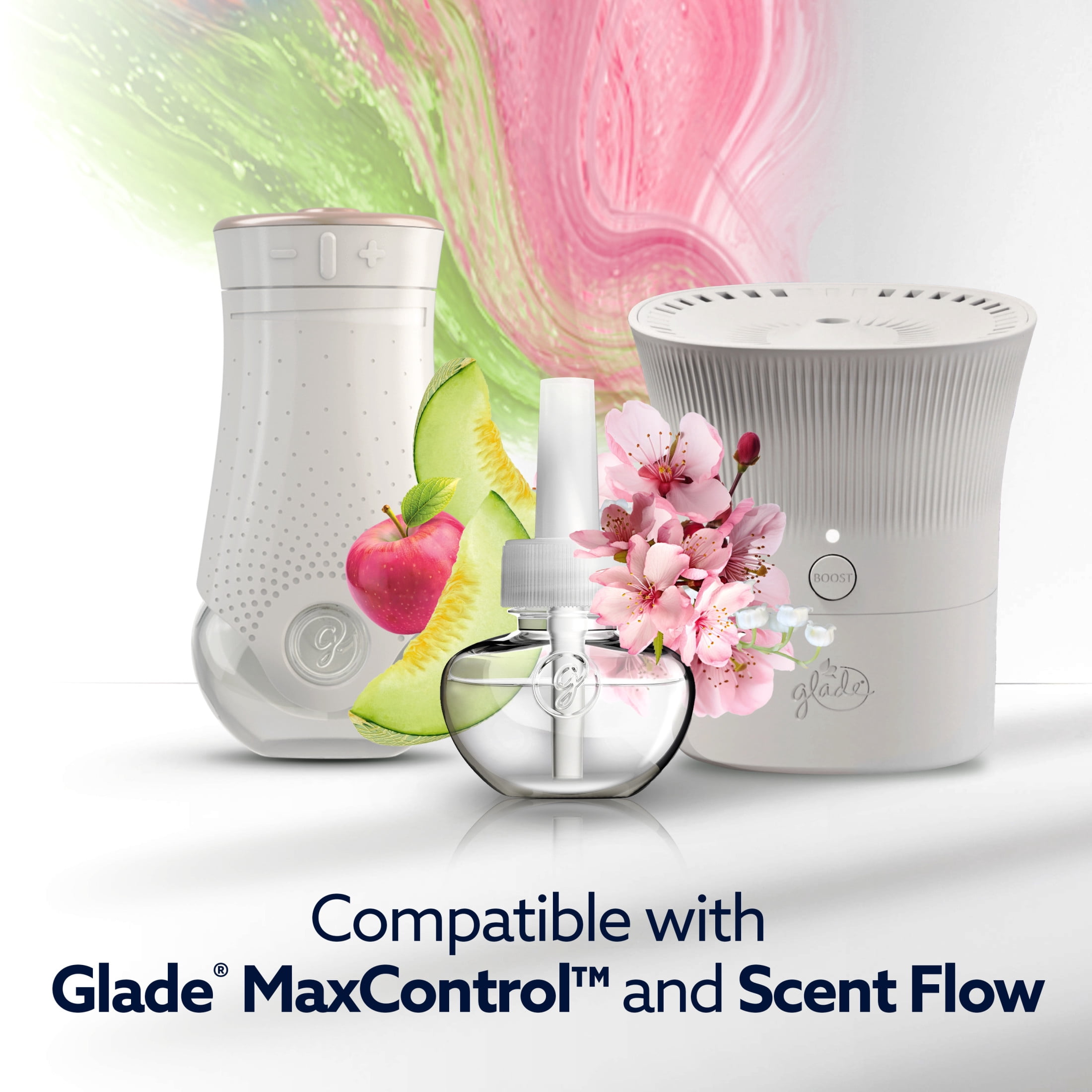 Glade® PlugIns® Refills with CustomScent Technology, Melon & Cherry Blossom, 2 Refills