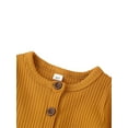 thumbnail image 4 of wybzd Newborn Baby Boy Girl Summer Clothes Ribbed Knitted Short Sleeve Romper Jumpsuit Bodysuit Overalls Shorts Brown 12-18 Months, 4 of 7