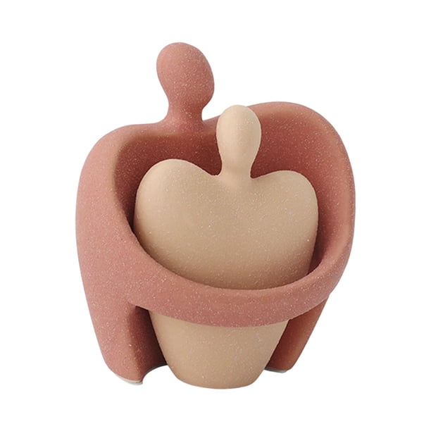 Estatua de cerámica para parejas amantes, escultura, decoración sencilla, elegante adorno en miniatura. 9cmx11cm