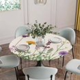 thumbnail image 5 of Spring Flowers Round Tablecloth for 45-54 Inch Tables, Fitted Table Cover with Elastic Edge, Wild Floral Herb Botanical Waterproof Outdoor Table Cloth Protector for Patio Garden Dinner Picnic, 5 of 9