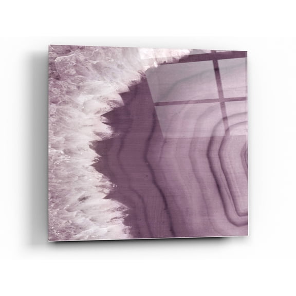 Epic Art 'Agate Geode I PLUM' by Wild Apple Portfolio, Acrylic Glass Wall Art, 12"x12"