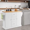 thumbnail image 5 of Costway Kitchen Island on Wheels Rolling Utility Cart Drawers Cabinets Spice Rack White, 5 of 11