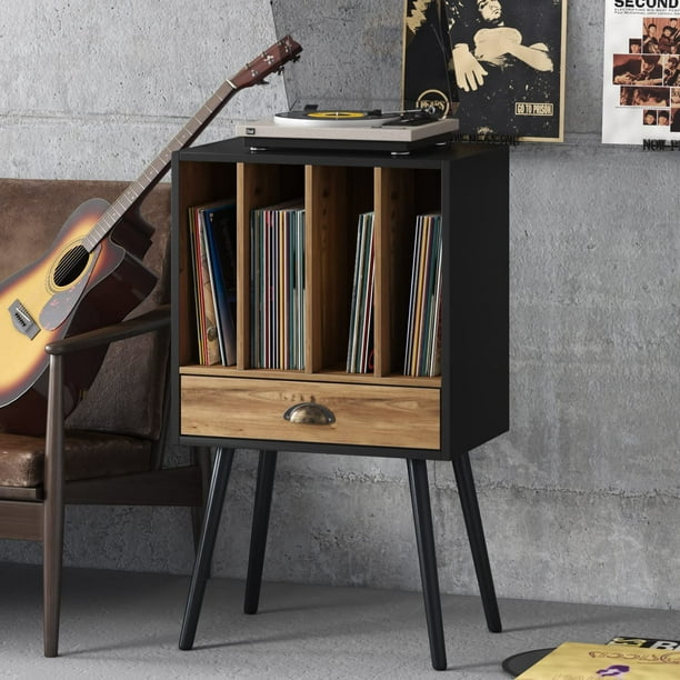 Record Player Stand, Vinyl Record Storage Table with 4 Cabinet, Turntable Stand Record Storage, Mid-Century Modern Record Player Table for Bedroom Living Room - Walmart.com