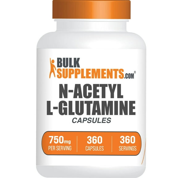 BulkSupplements N-Acetyl L-Glutamine Capsules - 750mg per Serving (360 Capsules - 360 Servings)