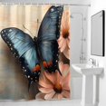 thumbnail image 4 of Blue Butterfly Pink Flowers Fabric Shower Curtain Watercolor Painting Washable Shower Curtains for Bathroom, Waterproof Bath Curtain with Hooks Home Decor 72x72in, 4 of 8