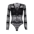 thumbnail image 1 of Lencería de encaje para mujer Babydoll erótico con cuello en V Ropa de club encantador, Negro, M seitruly XX0182-02B, 1 of 7