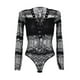 thumbnail image 1 of Lencería de encaje para mujer, Babydoll erótico con cuello en V, ropa de club encantadora, negro, S Noticed XX0182-01B, 1 of 7