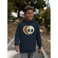 thumbnail image 2 of Layered Alien Emoji Vibes - Retro Galactic Graphic Youth's Hoodie, 2 of 4