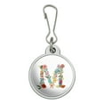 thumbnail image 1 of Letter M Floral Monogram Initial Jacket Handbag Purse Luggage Backpack Zipper Pull Charm, 1 of 5