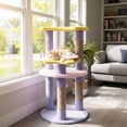 thumbnail image 3 of Costway 29" Cute Modern Cat Tree with Star & Moon Shaped Platforms, Jute Scratching Posts Purple, 3 of 9