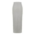 thumbnail image 4 of Srogem Women's Solid Sweater Skirts High Waist Rib Knit Pencil Midi Skirts Skinny Casual Long Skirts, 4 of 6