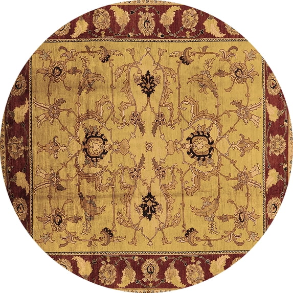 Ahgly Company Indoor Round Oriental Brown Traditional Area Rugs, 3' Round