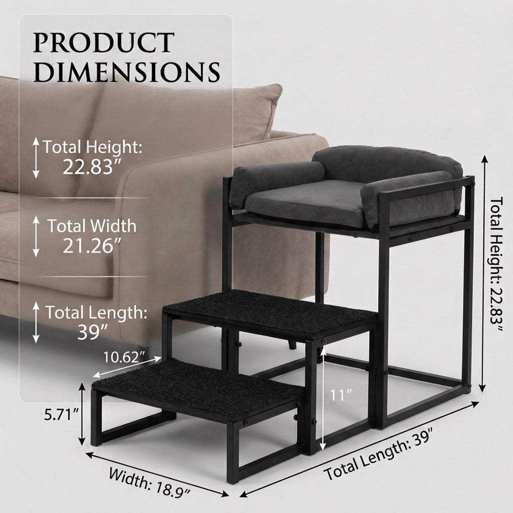 Pet Stairs & Window Perch for Dogs and Cats, Foldable Non-Slip Steps for Bed, Sofa, Desk