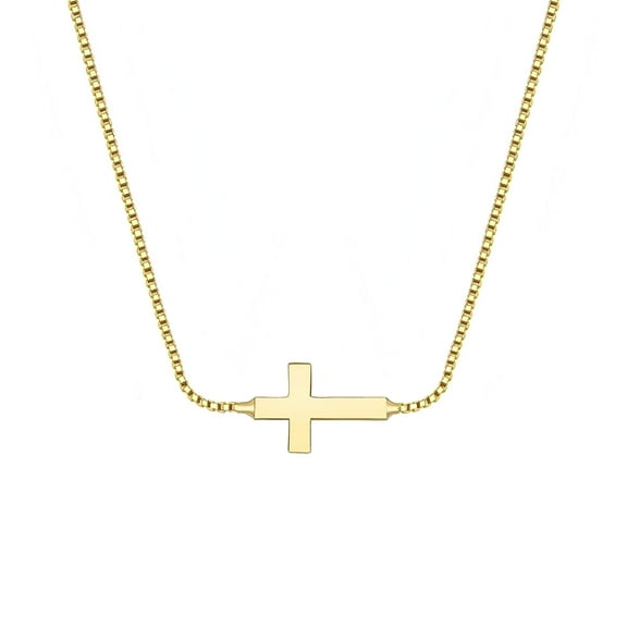 SUONIE Cross Necklace for Women 18K Real Gold Silver Plated Dainty Small Cross Pendant Choker Simple Trendy Cute Cross Charm Chain Necklace Easter Basket Stuffers Baptism Religious Faith Jewelry Gift