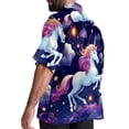 thumbnail image 3 of Starry Unicorn Men's Casual Printed Poplin Short Sleeve Button Down Beach Shirt with Spread Collar Top, 3 of 6
