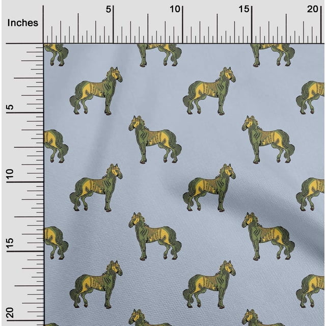 oneOone Polyester Lycra Fabric Horse Block Fabric Prints By Yard 56 Inch Wide