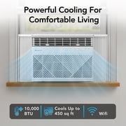 Comfort Zone 10,000 BTU Window Air Conditioner, Smart Wi-Fi Enabled, 4-Speed Settings, Timer & Remote, Cools Up to 450 sq. ft., White
