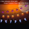thumbnail image 2 of Decoración de Halloween LzGUNGY juego de 3 luces LED a pilas guirnalda con colgante de calabaza/fantasma/murciélago, 2 of 5
