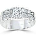 thumbnail image 1 of 1 Carat Diamond Engagement Ring Matching Wedding Band Prong Set 14K White Gold, 1 of 3