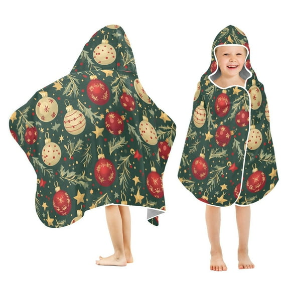 joogoo Golden Christmas Balls Kids Hooded Beach Towel Baby Bath Towel 23.5"x50"