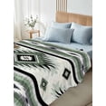 thumbnail image 4 of Sage Green Boho Twim XL Size Flat Sheet, Wrinkleproof & Fadeproof Cooling Flat Bed Sheet Only, Southwestern Ethnic Aztec Retro Geometric Breathable Soft Bedding Top Sheets 66 x 102 Inches, 4 of 8