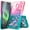 Pink/Aqua, variant on For Nokia 3.1A Case (AT&T) / Nokia 3.1C (Cricket Wireless) with Tempered Glass Screen Protector, Nagebee Glitter Liquid Bling Floating Waterfall Durable Girls Women Kids Cute Phone Case (Aqua/Purple)