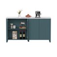 thumbnail image 4 of VEIKOUS 32"H Fluted Sideboard Cabinet w/ White Faux Marble Top Adjustable Shelves, 4-Door Buffet Cabinet for Kitchen, Bedroom, Living Room, Blue, 4 of 15