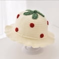 thumbnail image 5 of Tigivemen Cute Sun Hat for Toddler Girls Knitted Strawberry Bucket Hats Wide Brim Crochet Sunhats Baby Girl Gifts White Size 1-4 Years, 5 of 6