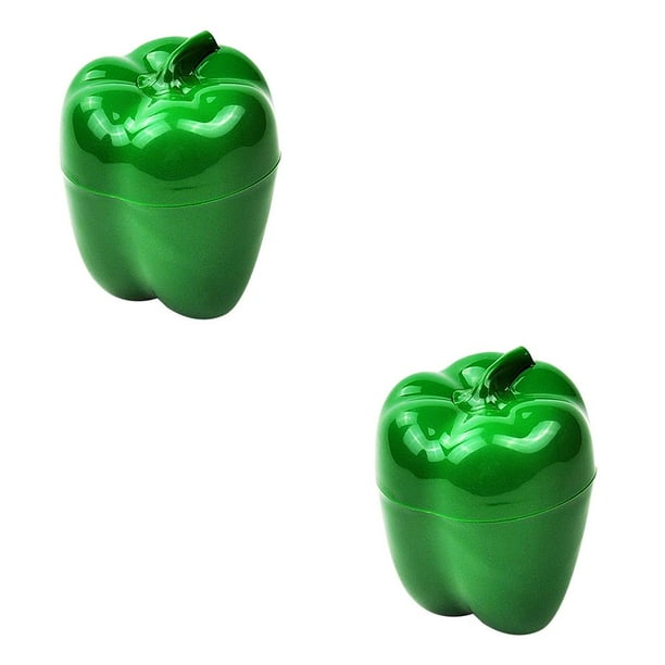 Bewildely Vegetable Shape Plastic Food Storage Box Supplies Reusable Refrigerator Container Organizer Household for Pepper Tomatoes Pimiento verde 9.5x9.8x11.5cm 2piezas Bewildely CBP032407