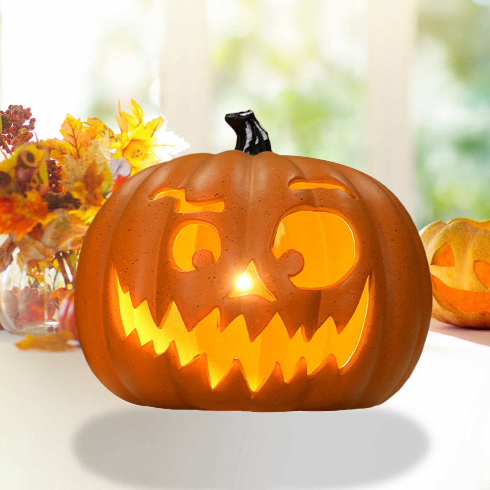 ​​BINGLI Jack O'Lantern Pumpkin Decor​​, 12 Inch Shatterproof Waterproof, Safe for Indoor Outdoor Halloween Party Favors Decoration Displays